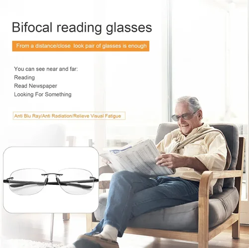 Vista 8 de YIMI Lentes de lectura bifocales fotocromáticos para hombres y mujeres, lectores de sol UV, para computadora, anti luz azul, lejos y cerca de doble