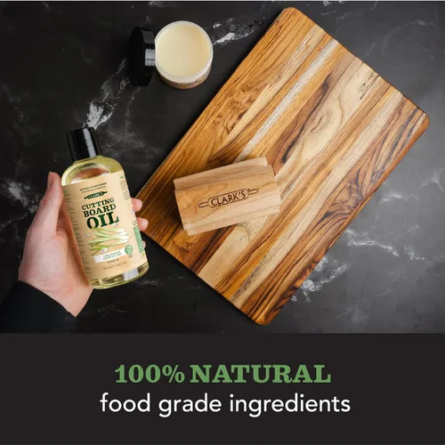 Vista 3 de CLARK'S Aceite mineral de bambú para tabla de cortar – Aceite mineral de grado alimenticio para tabla de cortar – enriquecido con extracto de hierba