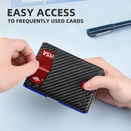 Vista 142 de Zitahli - Carteras delgadas con clip para dinero para hombre, tarjetero minimalista, de cuero, plegable, con bloqueo RFID, cartera de bolsillo