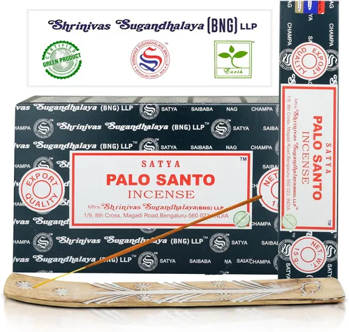 Vista 8 de Varillas de incienso Satya Champa, Paquete de 15gmx12 de inciensos Satya Bng con paquete de soporte de incienso Raajsee, Incienso natural Satya Nag