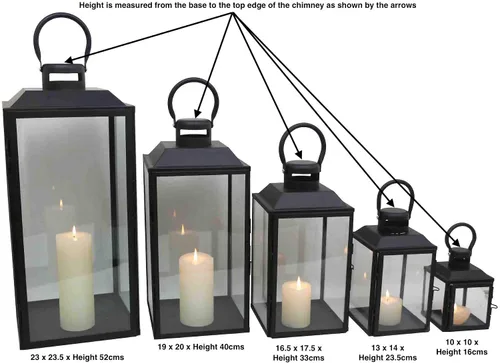 Vista 2 de Faroles decorativos de madera y vidrio para velas, 1 pieza grande (5, negro)