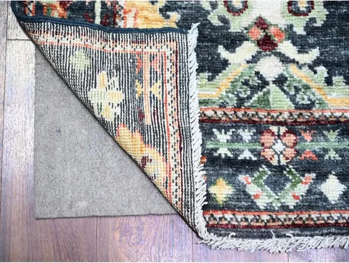 Vista 2 de True Black, 100% lana anudada a mano, angora afgana Oushak alfombra de pasillo (2'9" x 9'9")