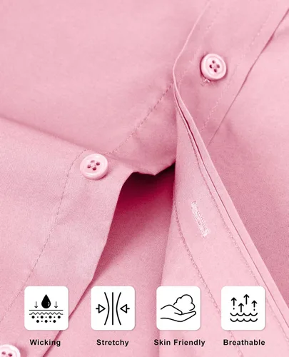 Vista 5 de Camisas de vestir para hombre, camisas de vestir de manga larga para hombre, camisa de algodón con botones, camisas de vestir regulares grandes
