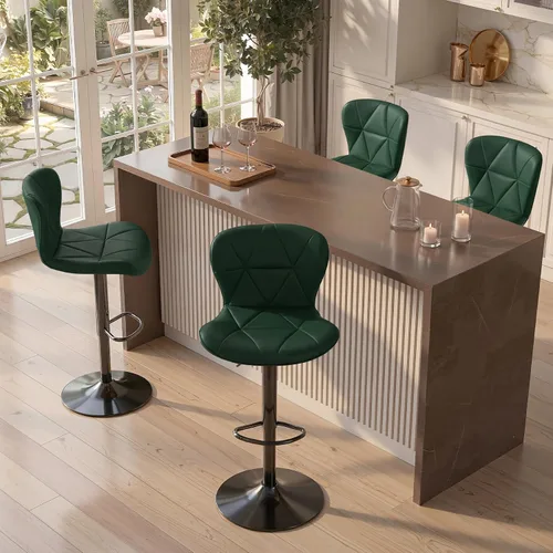 Vista 10 de Nebuaegis Juego de 2 taburetes de bar, modernos taburetes de bar giratorios ajustables de piel sintética, sillas de altura de mostrador con respaldo