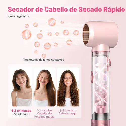 Vista 4 de Atopskins Juego de cepillos para secador de pelo 5 en 1, moldeador de aire caliente desmontable, cepillo de secador, 3 ajustes de calor, estilizador