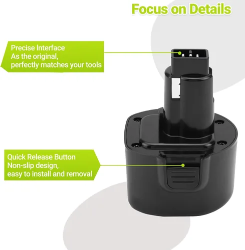 Vista 6 de Batería de repuesto de 4000 mAh para Black & Decker 9.6V Batería PS120 PS310 PS3350 PS3300 DE9036 DW9061 CD9600 A9251 PS3350 PS3300 DE9036 DW9061