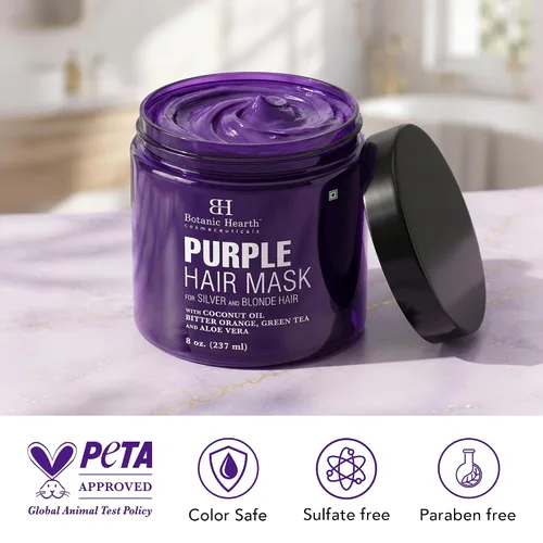 Vista 7 de Botanic Hearth Mascarilla morada para el cabello, para cabello rubio, plateado y gris, sin sulfatos ni parabenos, 8 onzas líquidas