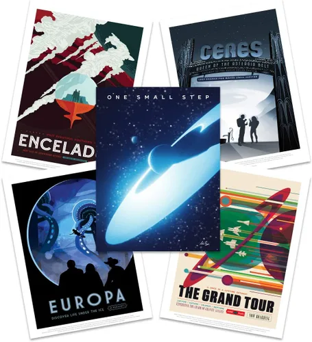 Vista 6 de Póster de la NASA Space Grand Tour Travel Exploration Exoplanet Art Print Decoración para el hogar, paquete de 17 – incluye impresión personalizada