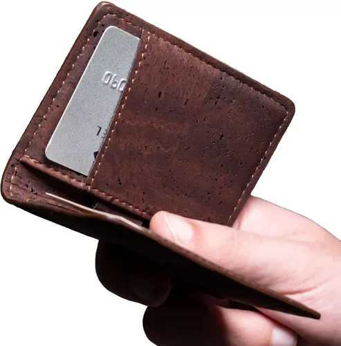 Vista 5 de Corkor Slim Wallet for Men, RFID Safe, Vegan Non Leather, Bi-fold Cards Cash