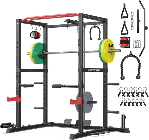 Vista 26 de Sportsroyals Jaula de Potencia, Rack de Potencia Multifuncional de 1600 libras con Sistema de Cruce de Cable Ajustable y Más Accesorios