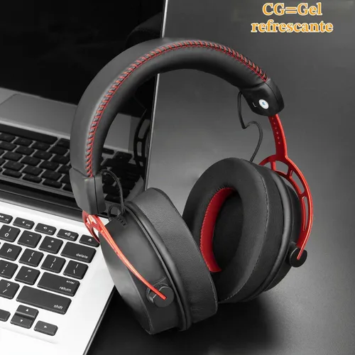 Vista 3 de SOULWIT Almohadillas de Gel de Reemplazo para Auriculares HyperX Cloud 1/2/3/Pro/Core, Cloud Alpha/Flight/Stinger Series, CloudX Stinger/Flight Negro