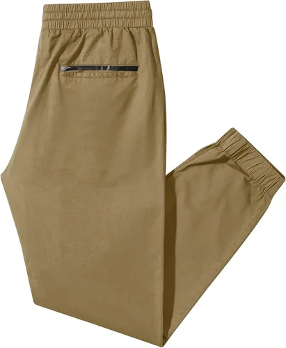 Vista 4 de JMIERR Pantalones deportivos de moda para hombre, pantalones cargo de sarga de algodón casuales con cordón