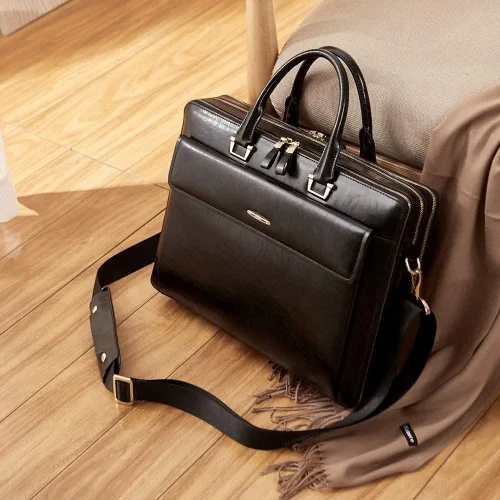 Vista 2 de CLUCI Maletín de cuero para mujer con cartera para mujer