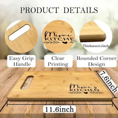 Vista 7 de FONDCANYON Mimi Regalos para abuela, decoración de tabla de cortar de bambú para cocina, regalos para cumpleaños, Navidad, Día de la Madre