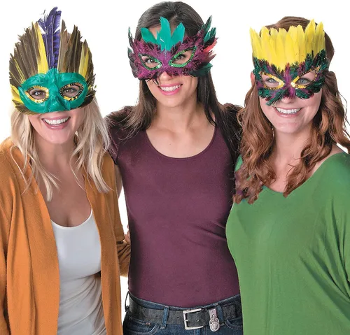 Vista 3 de 4E's Novelty - Máscaras de plumas de fantasía, 12 estilos, para Mardi Gras