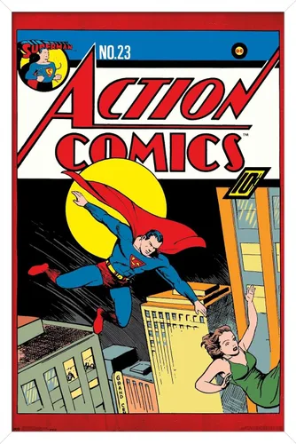 Vista 13 de Trends International DC Comics - Póster de pared de Superman - Action Comics 23, 14.725 x 22.375 pulgadas, versión enmarcada de madera de granero