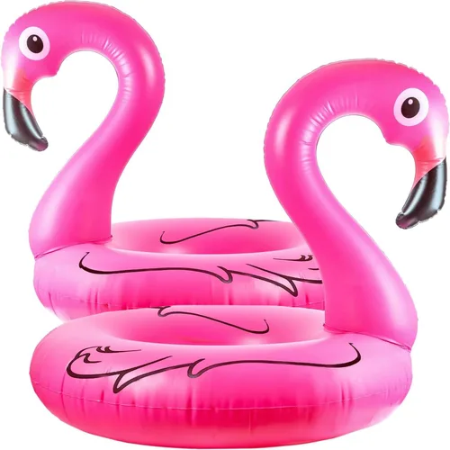 Vista 9 de GiftExpress Flotador inflable de flamenco de 48 pulgadas, juguetes de fiesta de natación, divertidos flotadores de playa, tumbona Lilo de verano