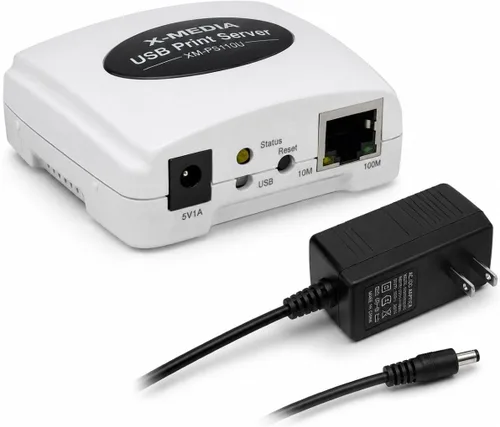 Vista 4 de X-MEDIA XM-PS110U 1-Port 10/100Mbps Fast Ethernet Servidor de impresión USB Servidor de impresión de red de puertos USB 2.0