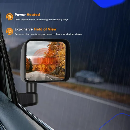 Vista 5 de ECCPP Aplicable a 2007-2017 para Jeep Wrangler Espejo lateral calefactado plegable manual del pasajero