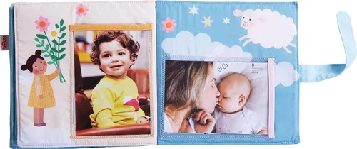 Vista 6 de HABA Álbum de fotos de bebé – Álbumes de tela suave, con capacidad para 8 fotos de 4 x 6 pulgadas, nuevo regalo de bebé y cesta de ducha, juguete
