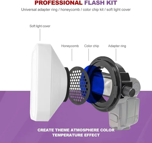 Vista 3 de Juego de Difusor de Flash para Iluminación Fotográfica, Kit Profesional de Flash LENSGO Paquete de Modificador de Difusor de Flash Cúpula