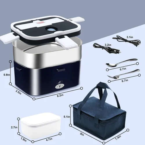 Vista 7 de Fiambrera eléctrica de calentamiento rápido de 80 W para hombres, regalo - Calentador de alimentos portátil de gran capacidad de 1.8L para adultos