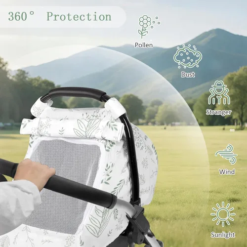 Vista 9 de Funda de muselina para asiento de automóvil para bebé con ventana de malla extragrande, funda transpirable para asiento de automóvil infantil