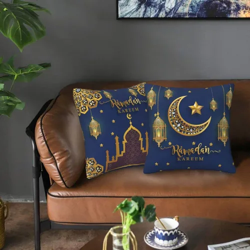 Vista 7 de Juego de 2 fundas de almohada Ramadan Kareem de 18 x 18 pulgadas, regalos para almohadas de sofá, decoración