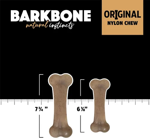 Vista 4 de Pet Qwerks Original BarkBone - Hueso de perro de nailon para masticadores agresivos, sabor a barbacoa, 6.1 pulgadas, raza mediana