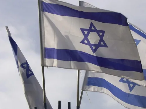 Vista 6 de Nacilerto Bandera de Israel de 2 x 3 pies, colores vivos, doble costura de poliéster, banderas nacionales israelíes con 2 ojales de latón.