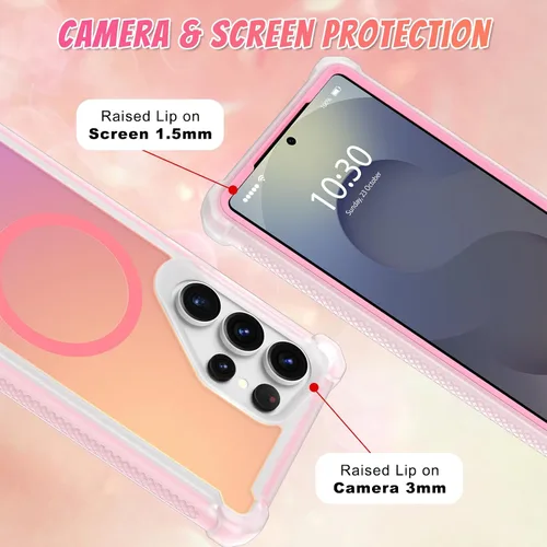 Vista 385 de Bonoma - Funda compatible con Samsung Galaxy S21 Plus, diseño de corazón con purpurina, color rosa Support for MagSafe, Plating Magnetic Case TPU