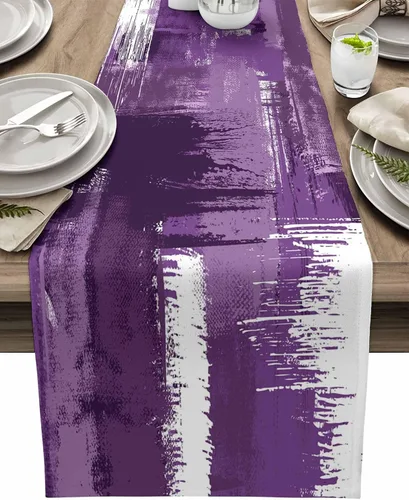 Vista 14 de Zigzi - Bufandas de mesa azules, textura de mármol a rayas grises de Zigzi, camino de mesa de comedor, decoración de mesa rectangular lavable