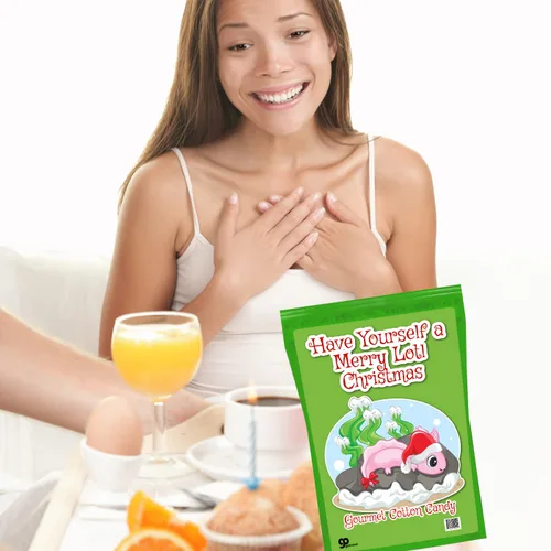 Vista 9 de Merry Lotl - Caramelo de algodón de Navidad – Regalos navideños para niños – Regalos para amantes de los ajolotes – Cesta de comida de Navidad