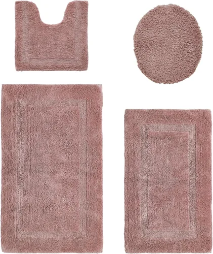 Vista 414 de Better Trends - Juego de 2 alfombras de baño 100% algodón, extra suaves, con borlas, de 17" x 24", alfombra de baño superabsorbente y reversible