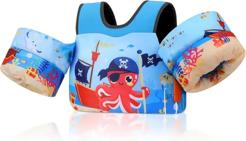 Vista 23 de MoKo Chaleco de natación para niños pequeños de 13-30/20-50/22-66 libras, flotadores de brazo de natación de dibujos animados, alas de agua