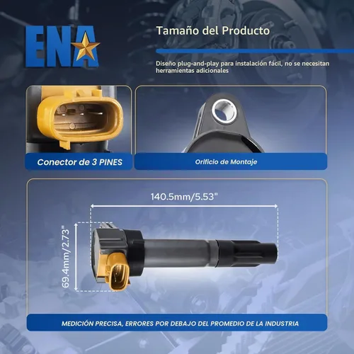 Vista 6 de ENA Juego de 4 bobinas de encendido compatibles con Suzuki 2009 2010 2011 2012 2013 Grand Vitara 2.4L, 2010 2011 2012 2013 SX4 2.0L, 2010-2013