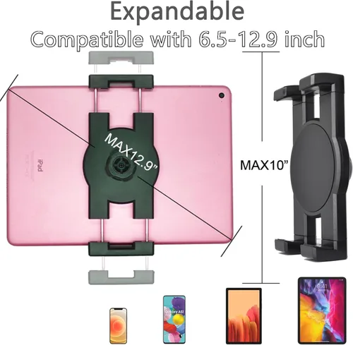 Vista 7 de VAUBORTTI Soporte de tablet para camión, brazo de aluminio, soporte para iPad de 6.5 a 12.9 pulgadas, iPad mini/Air/Pro, base de taladro resistente