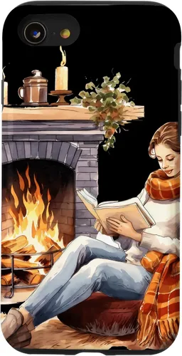 Vista 18 de iPhone 16 Book Reading In Fireplace Reader Bookworm Girls Women Case