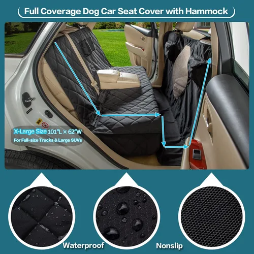 Vista 4 de Funda de asiento de automóvil para perros, cubierta de banco trasero con ventana de malla, combinación de hamaca, desmontable, adecuada