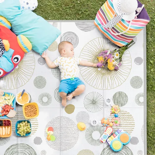 Vista 6 de Alfombra de Juego Plegable para Bebé, PIGLOG 50X50 Alfombra de Pañal Impermeable para Bebés y Niños Pequeños, Alfombra de Espuma Segura para Tiempo