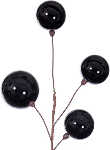 Vista 2 de Vickerman Guirnalda de alambre de bola de rama de perla negra de 10 pies. Negro