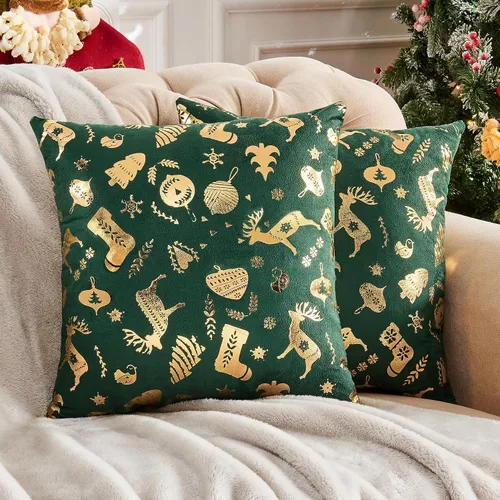 Vista 24 de JELLYMONI Juego de 2 fundas de almohada decorativas brillantes, fundas de almohadas decorativas con purpurina dorada de 16 x 16 pulgadas para sala