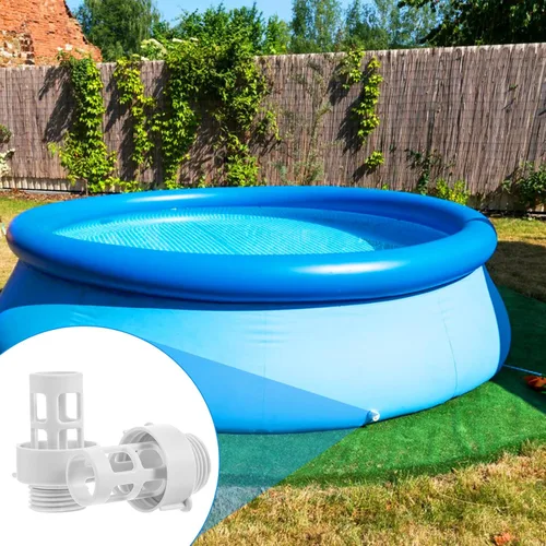 Vista 6 de Grevosea Paquete de 2 conectores de drenaje de piscina, conector de tapón de drenaje de manguera de jardín 10184 para piscinas redondas Intex