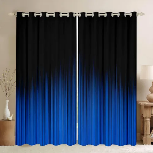 Vista 49 de Feelyou Cortinas abstractas degradadas para niños, adolescentes y mujeres, cortinas de ventana azules, moradas y negras, tratamientos geométricos