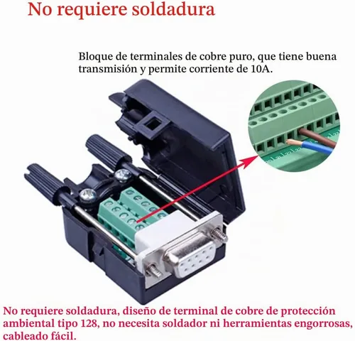 Vista 2 de 10PCS DB9 serie sin soldadura a 9 pin terminal hembra Breakout