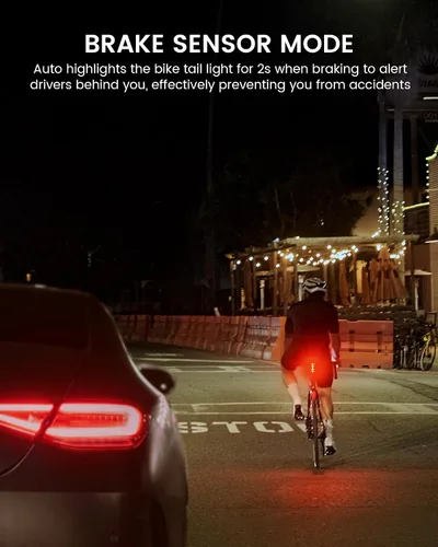 Vista 7 de RAVEMEN TR150/TR250 Bike Tail Light, 280° Visible Bike Rear Light with Brake Detection and Auto On Off Feature, 3 Mounting Options