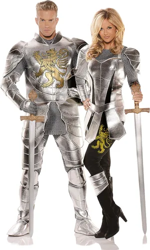 Vista 5 de Disfraz de caballero con armadura brillante para hombre, Plateado