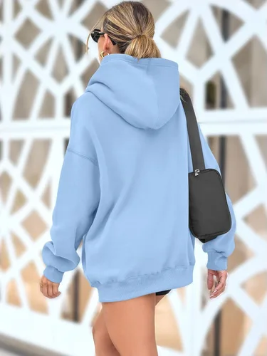 Vista 4 de AUTOMET Sudaderas de gran tamaño con capucha de forro polar para mujer, camisas de manga larga, sudaderas con bolsillo para otoño 2025