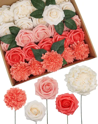 Vista 7 de D-Seven Flores artificiales, combo de terracota otoñal Otoño Terracota