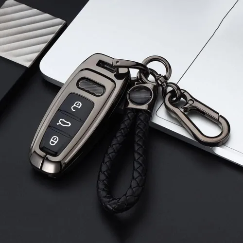 Vista 3 de SANRILY Funda para llave Audi con llavero, negro, gris (Gray-Black)